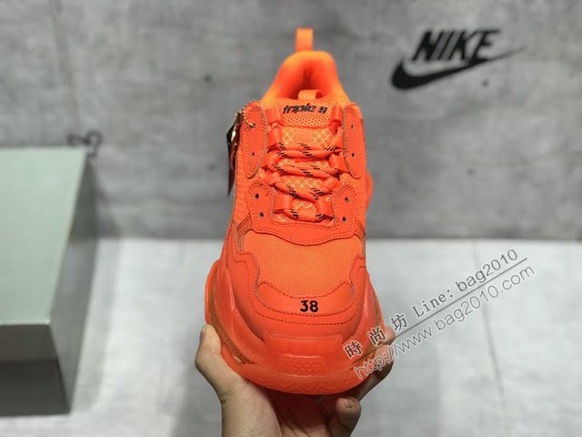 Balenciaga經典款男女鞋 巴黎世家頂級版本Triple S厚底氣墊大底LOGO老爹鞋 Balenciaga情侶款老爹鞋  hdbl1267